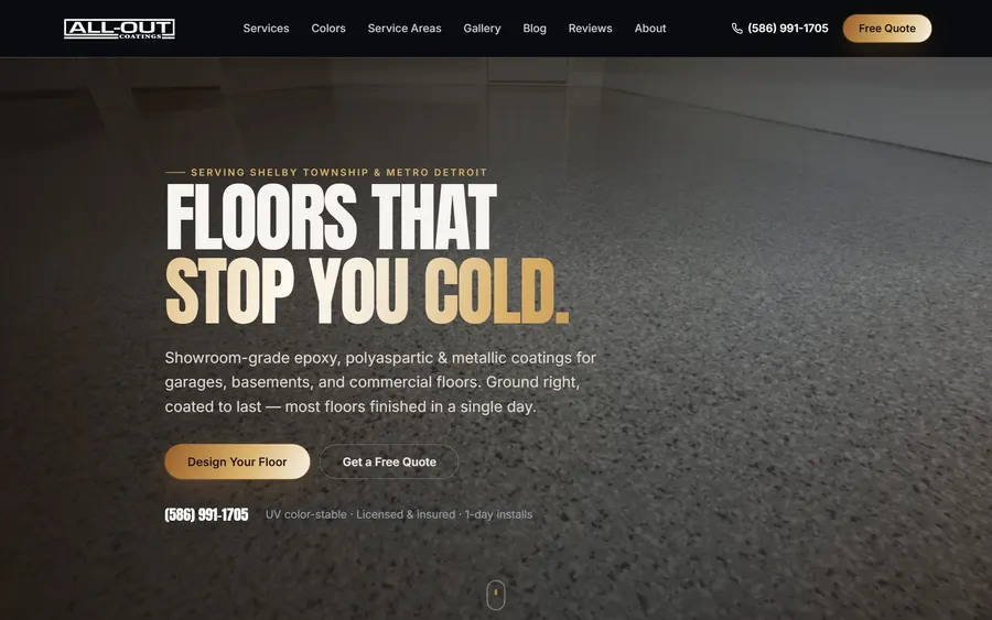 All Out Coatings website built by The Brand Arsenal